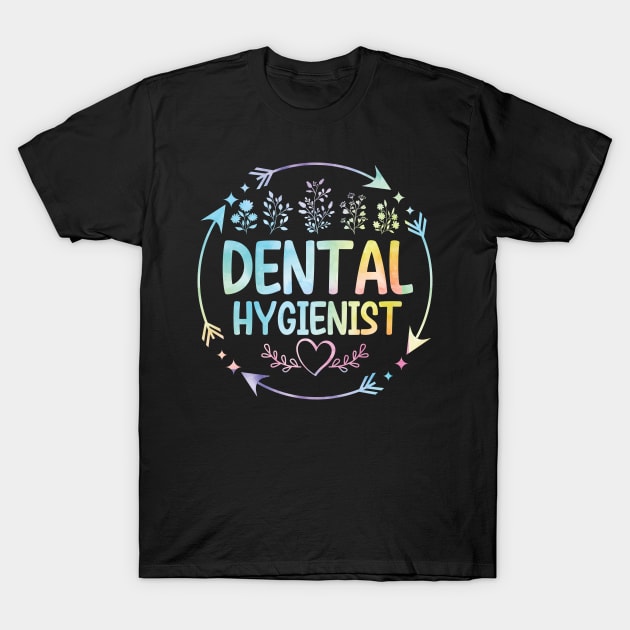 Dental Hygienist cute floral watercolor T-Shirt by ARTBYHM